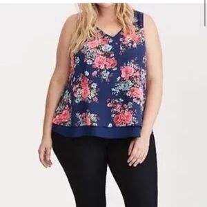 Torrid Tank | Floral Print Chiffon Layered Tank Blouse Plus Size 3